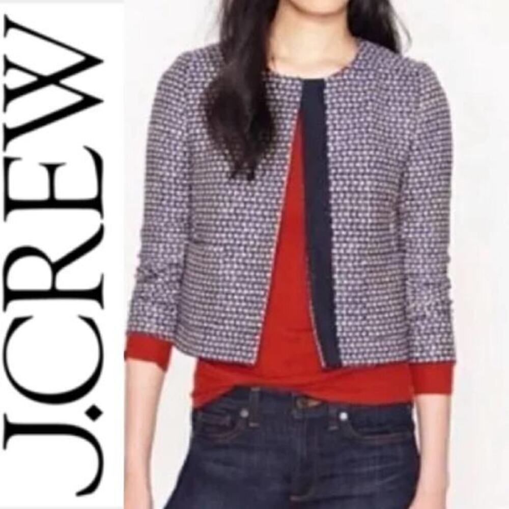 J. Crew Womens Woven Silk Blend Tweed Blazer Jacket Size 4 #96539